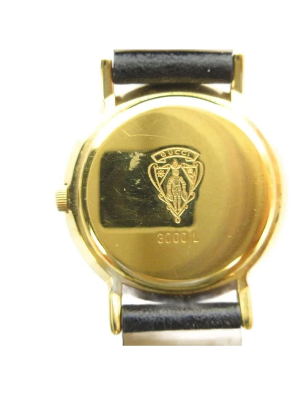 Gucci L Watch Quartz Black Dial Leather Gold - Picture 2 of 6